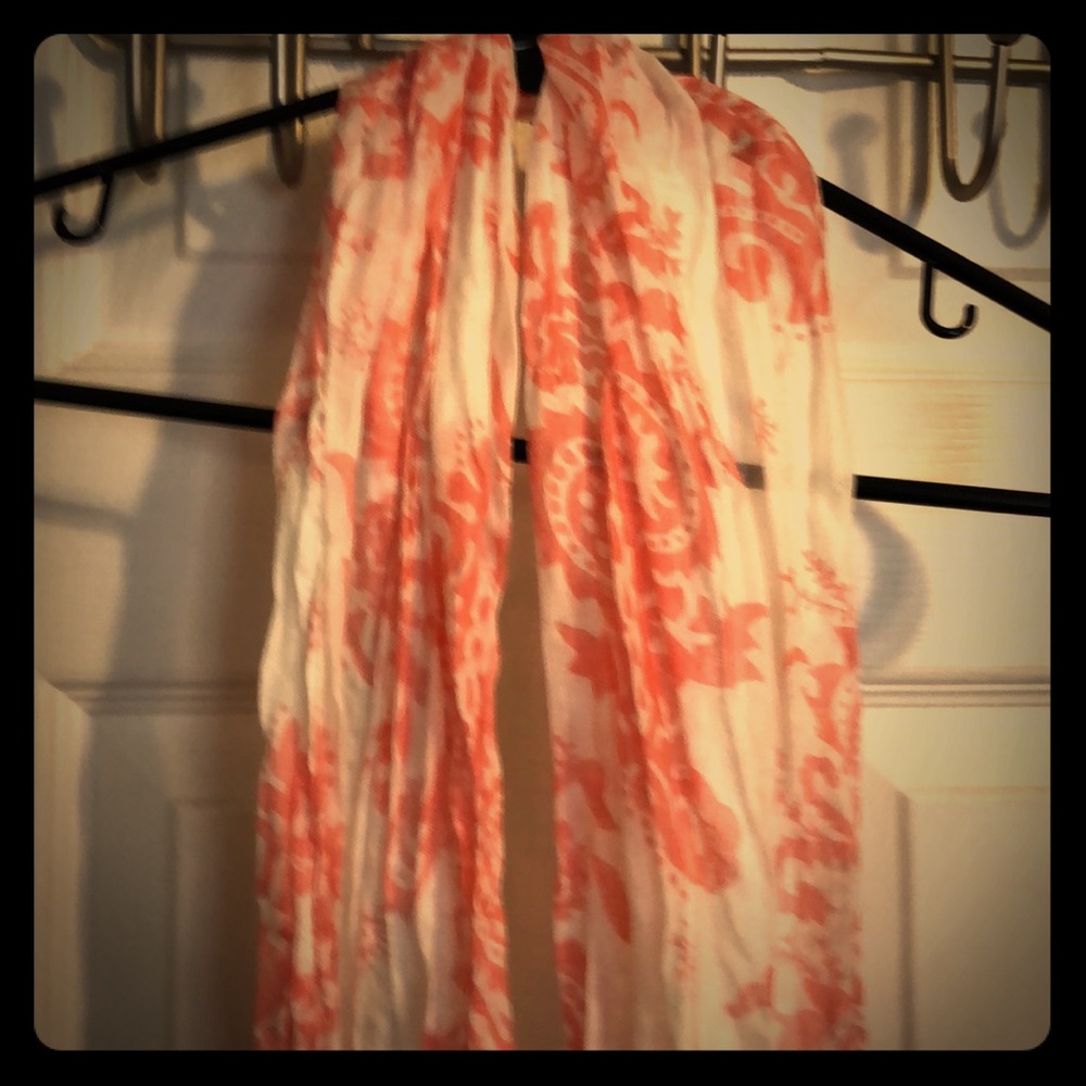 Pink and white paisley scarf